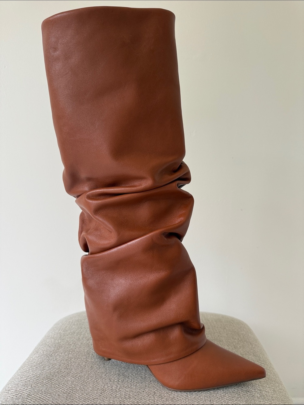 Steve Madden Slouchy Pointed-Toe Knee Boot in Cognac